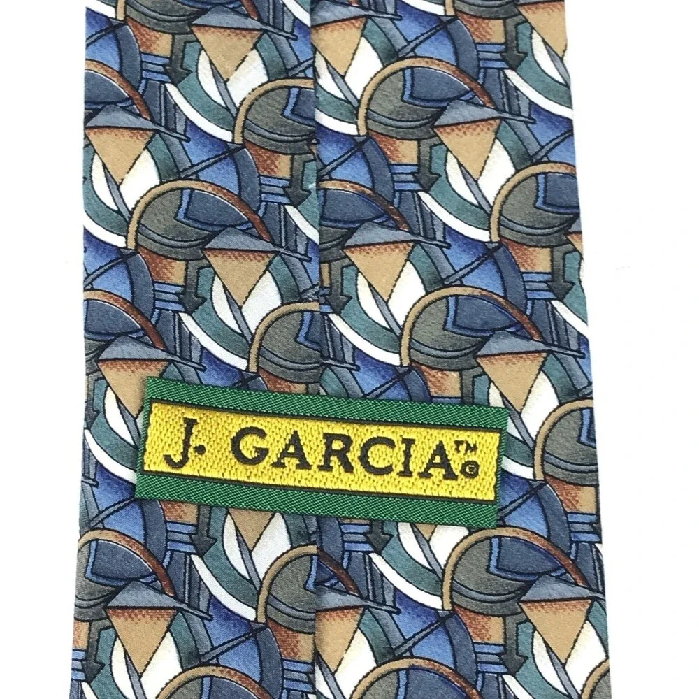 J.Garcia Men's 100% Silk Handmade Abstract Rustic Multi-Color Necktie Tie 56
